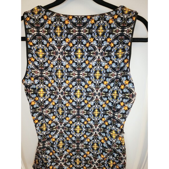 WHBM Sleeveless Reversible Floral Yellow Black Faux Wrap Top Small - Picture 4 of 7